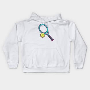 Tennis ball with racket cartoon Kids Hoodie